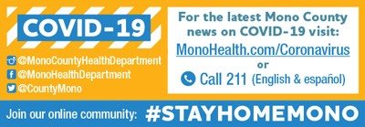Ad for #StayHomeMono social media campaign put on by Mono County due to Covid 19