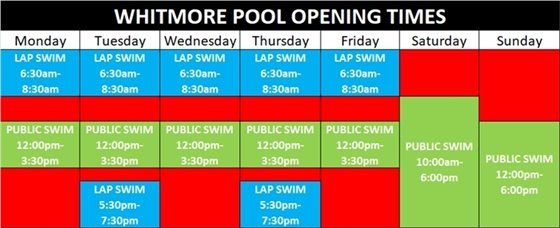 Whitmore Pool Opening Times