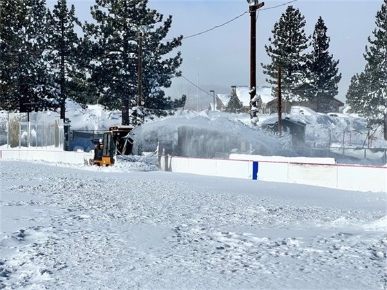 Clearing the ice rink 