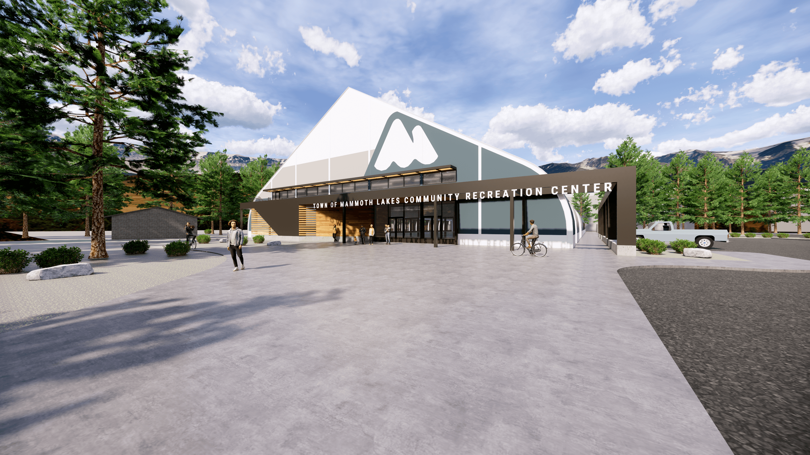 Rendering of Community Recreation Center front entrance